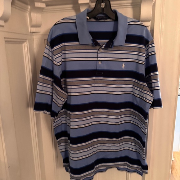 RALPH LAUREN POLO GOLF Mens Polo Shirt Blue, White, gray Stripe Sz L - Picture 2 of 10